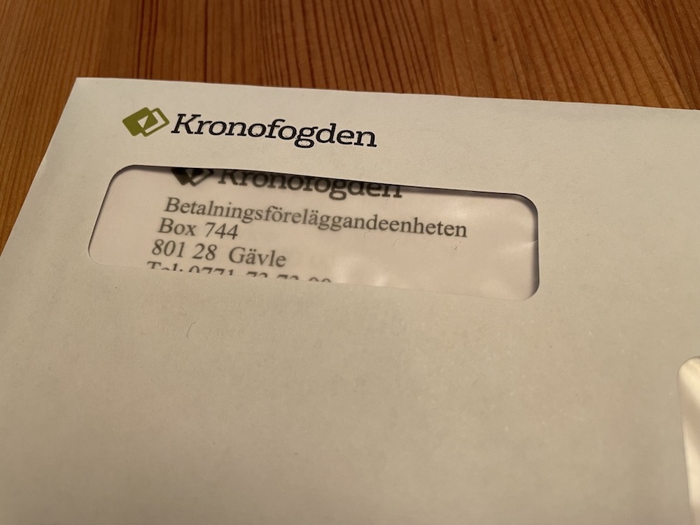 Brev från Kronofogden