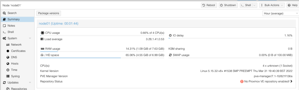 Proxmox cluster